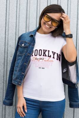 Brooklyn Street Fashion Yazılı Tasarım Baskılı Oversize Unisex Beyaz T-Shirt - 2