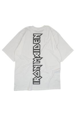 Iron Maiden Yazılı Tasarım Baskılı Oversize Unisex Beyaz T-Shirt - 1