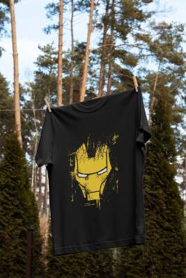 Iron Man Tasarım Baskılı Oversize Unisex Siyah T-Shirt - 4