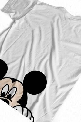 Mickey Mouse Tasarım Baskılı Oversize Unisex Beyaz T-Shirt - 1