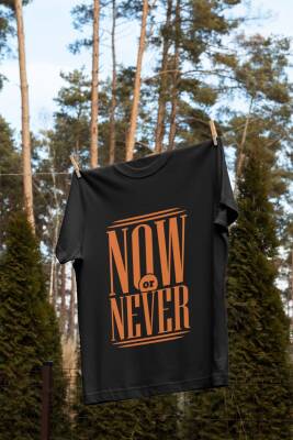 Now or Newer Tasarım Baskılı Oversize Unisex Siyah T-Shirt - 2