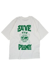 Save The Planet Yazılı Dünya Tasarım Baskılı Oversize Unisex Beyaz T-Shirt - 2