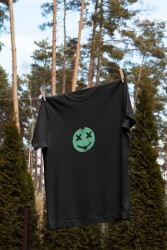 Smile Tasarım Baskılı Oversize Unisex Siyah T-Shirt - 3