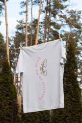 Sunshine on My Mind Yazılı Gökkuşağı Tasarım Baskılı Oversize Unisex Beyaz T-Shirt - 2