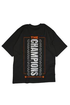 The Champions Yazılı Basketbol Topu Tasarım Baskılı Oversize Unisex Siyah T-Shirt - 4