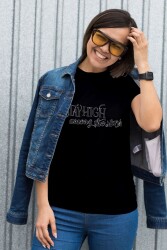 Yıldız Tasarım Baskılı Oversize Unisex Siyah T-Shirt - 2